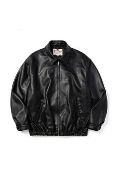 FAUX LEATHER HARRINGTON JACKET / ブラック