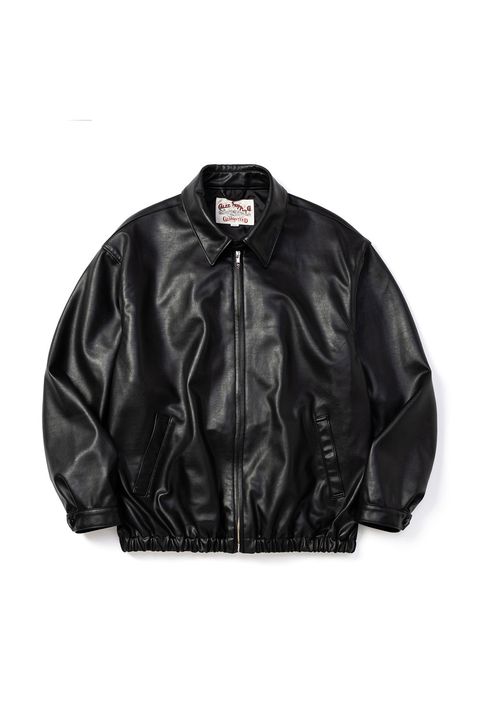 FAUX LEATHER HARRINGTON JACKET / ブラック