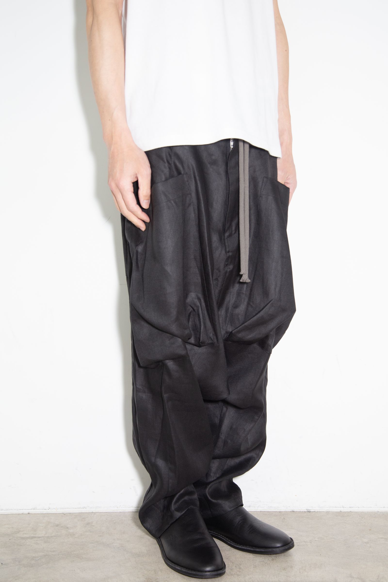 ヘリンボーンサルエルワイドパンツ / Heringbone Sarouel Wide Pants / ブラック / ag-9033