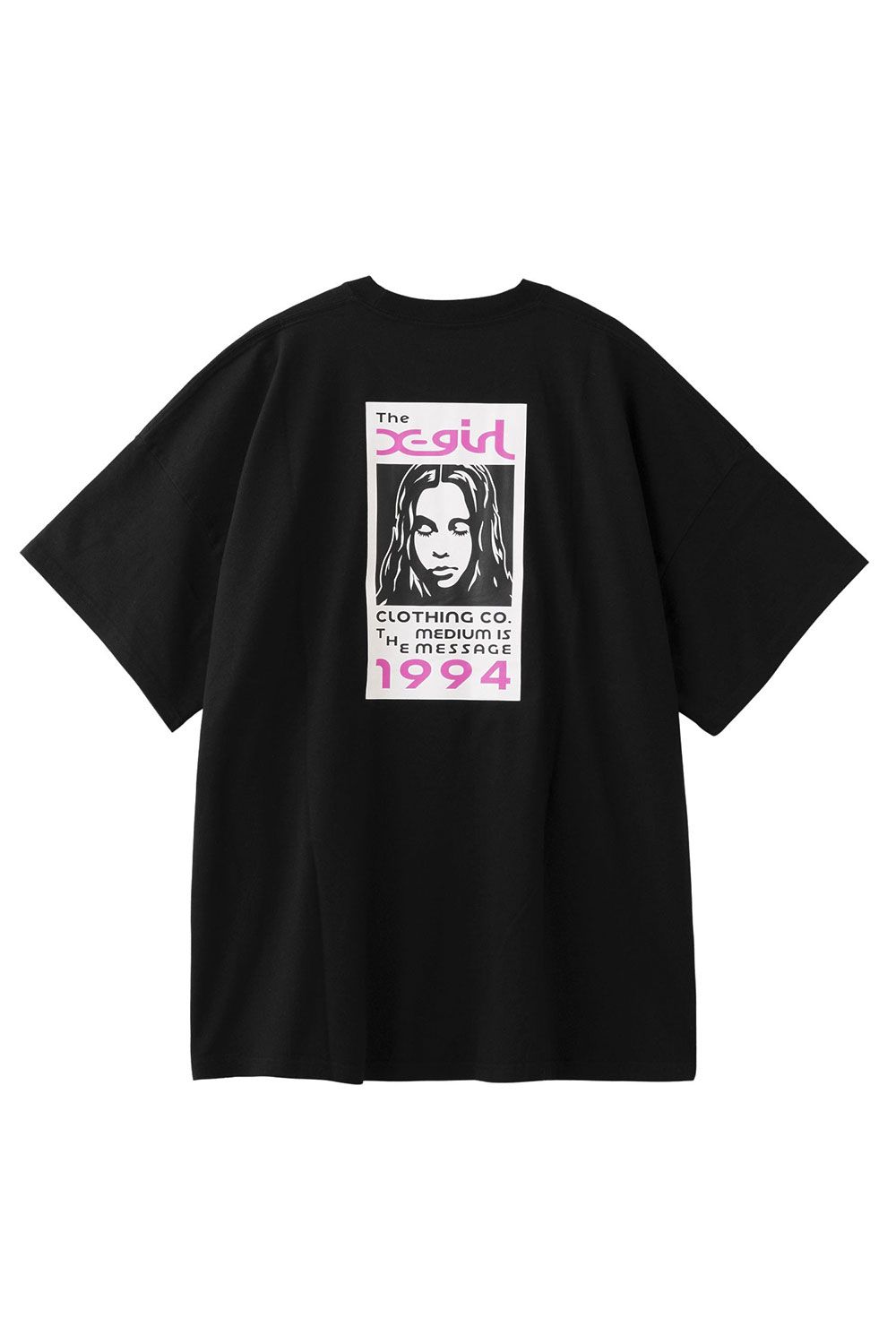 X-girl - BOX LOGO AND FACE S/S BIG TEE DRESS / ブラック | Tempt