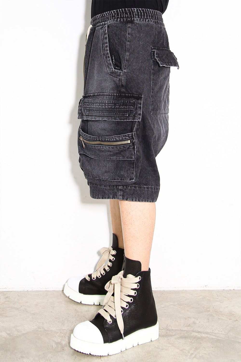 ヴィンテージデニムサルエルショーツ / VintageDenim Millitary Shorts / ブラック / ag-8014-3