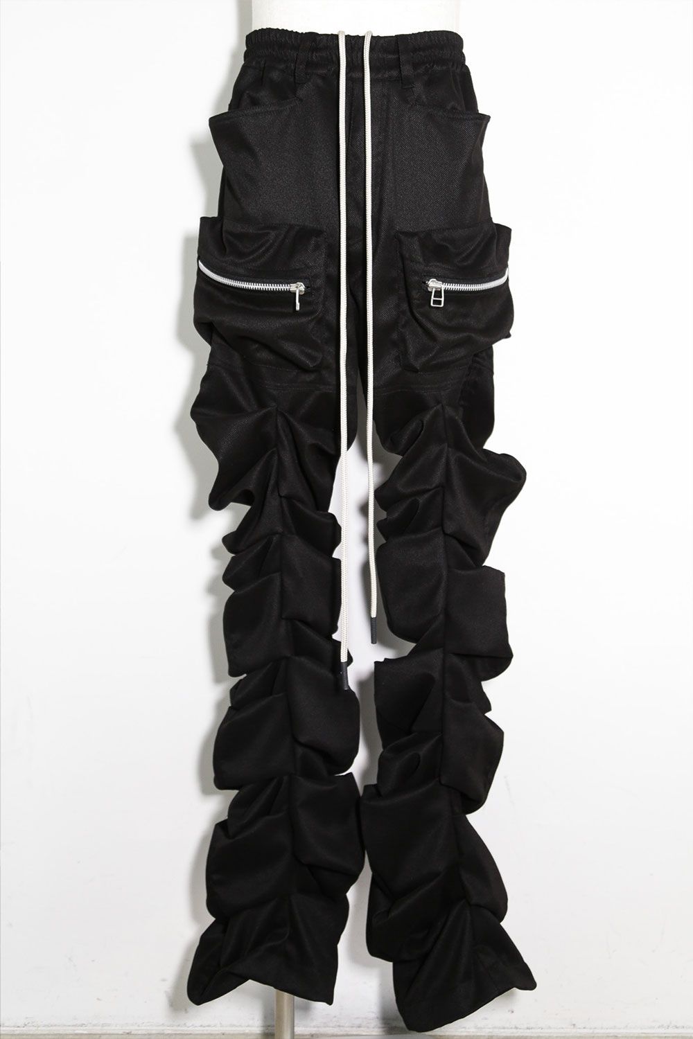 ツイル"モンスタータック"フレアバギーパンツ / Twill Tuck Flare Baggy Pants / ブラック / ag-10031-3