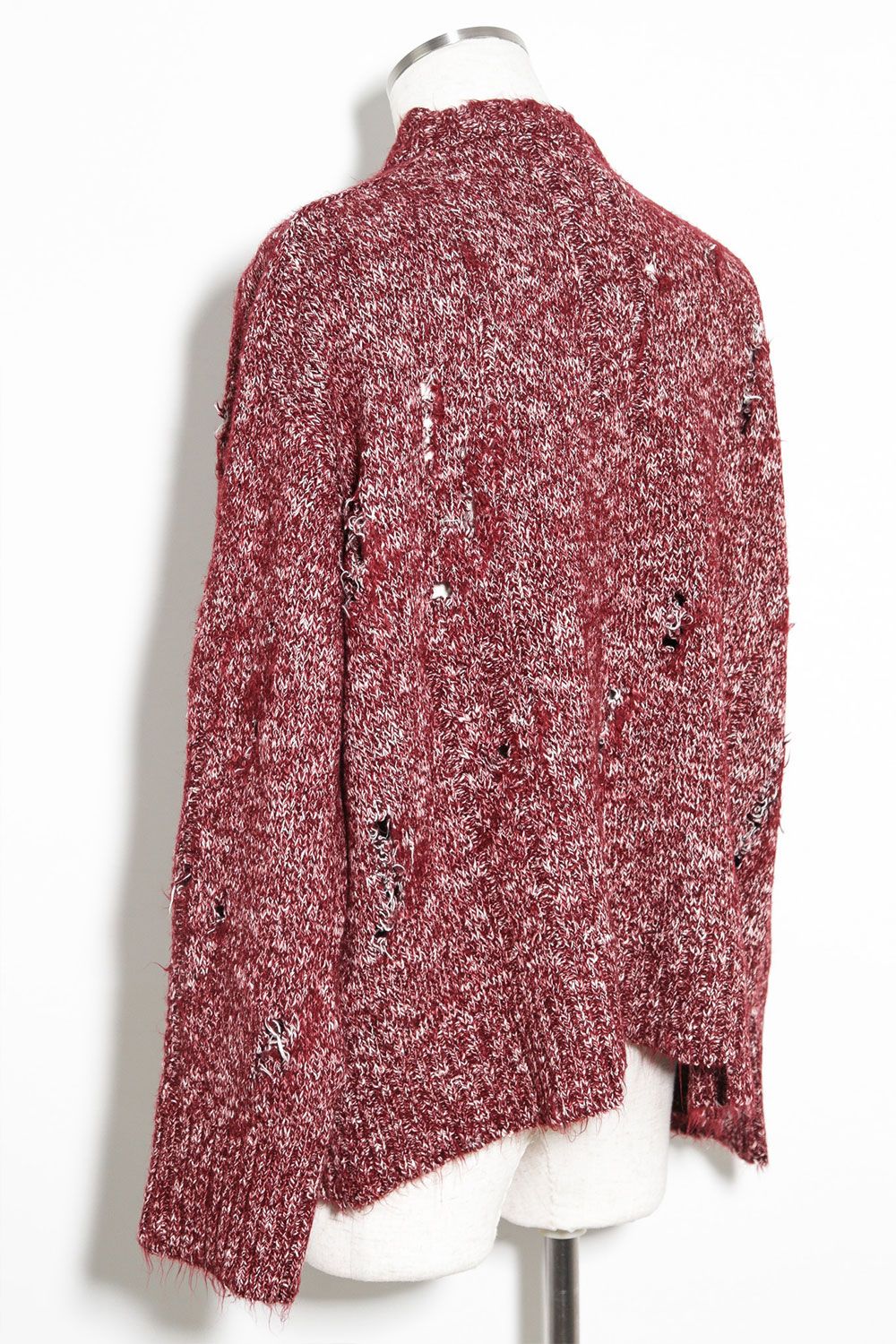 [ラスト1点 サイズ3] リラックスフィットダメージニット / Damage Knit Top / レッドミックス / ag-8013