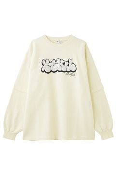 [ラスト1点 サイズM] PLUMP LOGO LAYERED SWEAT TOP / ホワイト