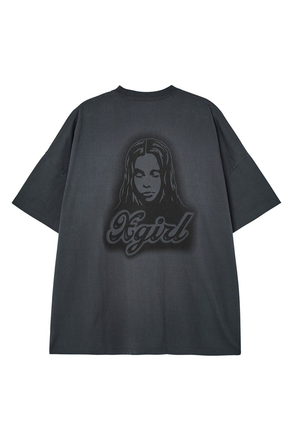 SPRAY FACE S/S BIG TEE DRESS / チャコール