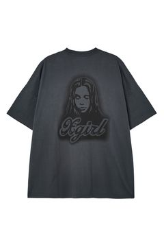 SPRAY FACE S/S BIG TEE DRESS / チャコール