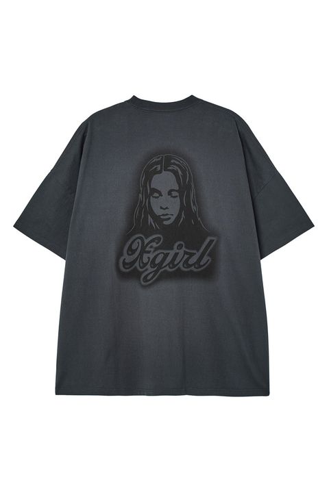 SPRAY FACE S/S BIG TEE DRESS / チャコール