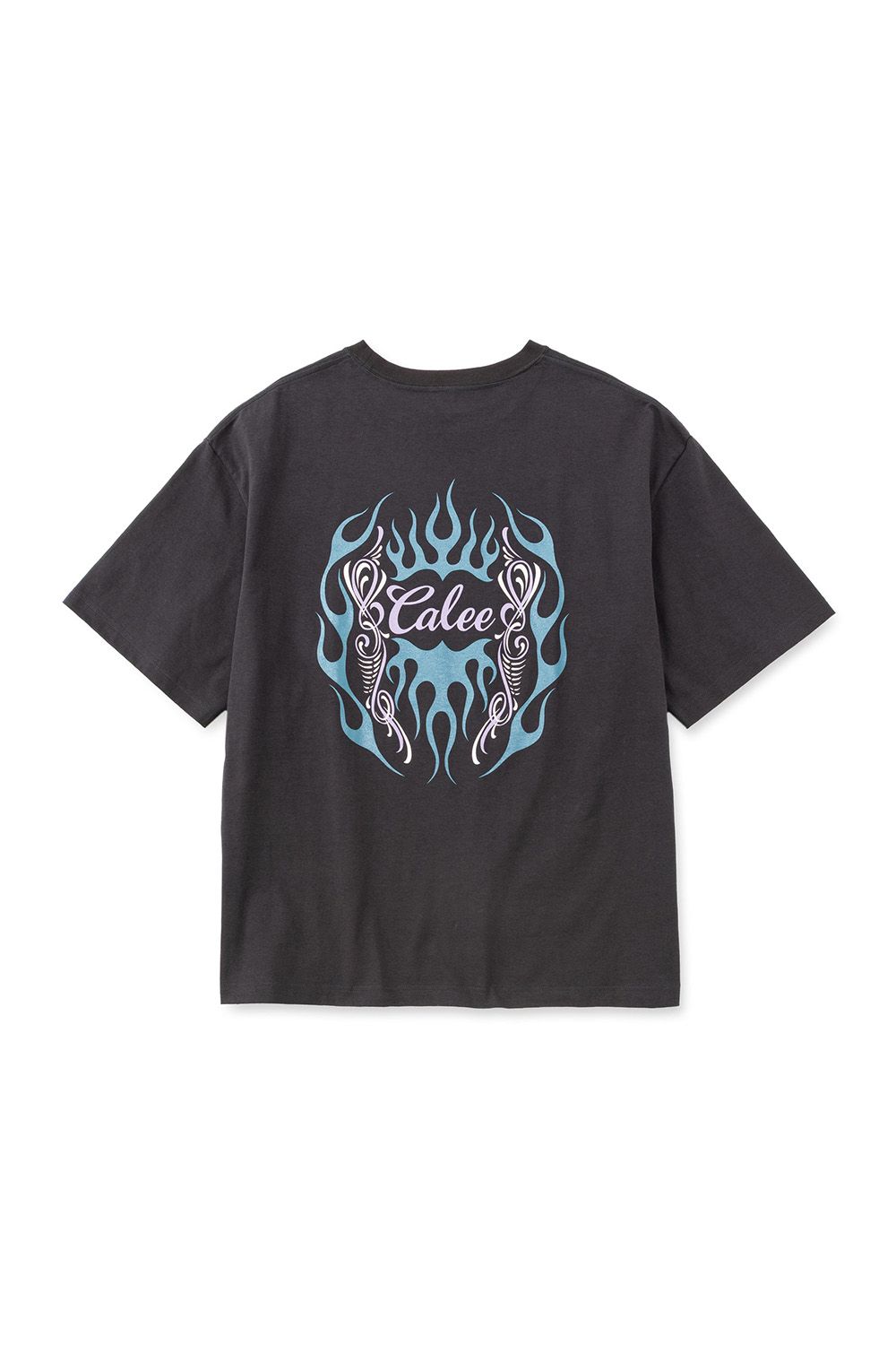 VINTAGE TYPE FLAME LOGO PINSTRIPING S/ S TEE ＜NATURALLY PAINT DESIGN＞ / ブラック