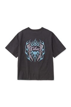 VINTAGE TYPE FLAME LOGO PINSTRIPING S/ S TEE ＜NATURALLY PAINT DESIGN＞ / ブラック