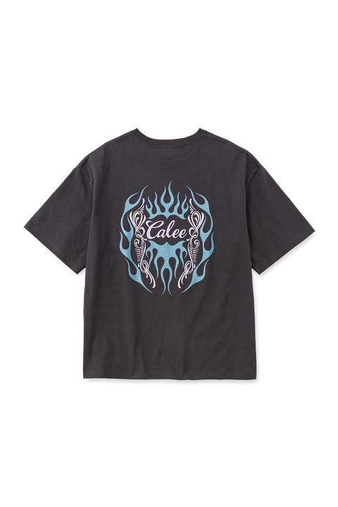 VINTAGE TYPE FLAME LOGO PINSTRIPING S/ S TEE ＜NATURALLY PAINT DESIGN＞ / ブラック