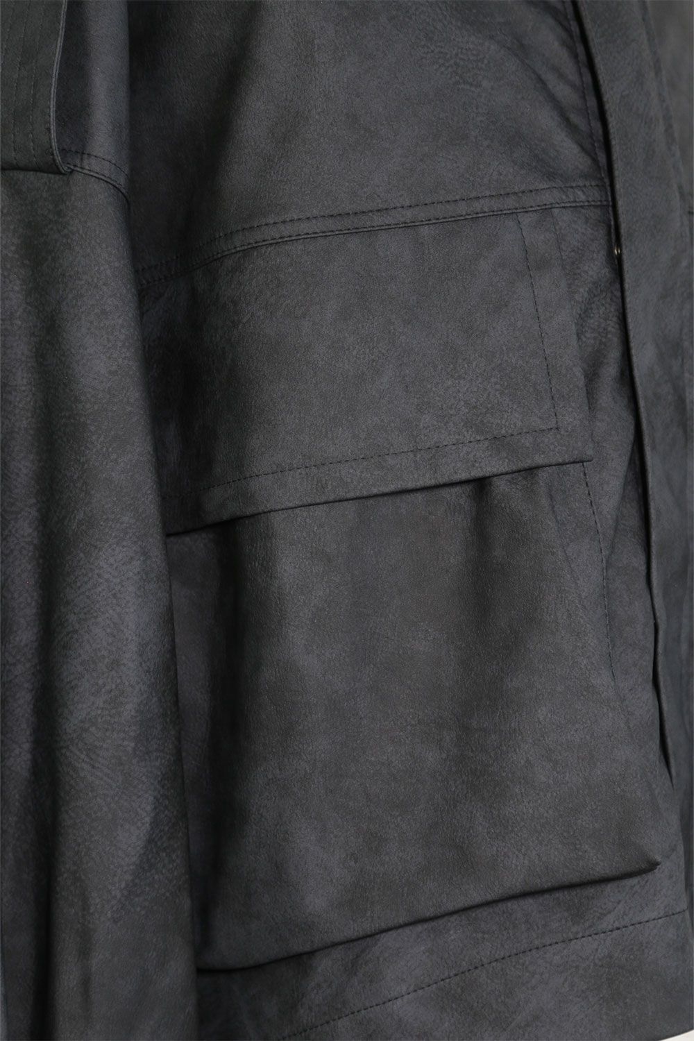 シンセティックレザーミリタリーブルゾン / Synthetic Leather Cropped Military Blouson / ブラック / ag-10026-3