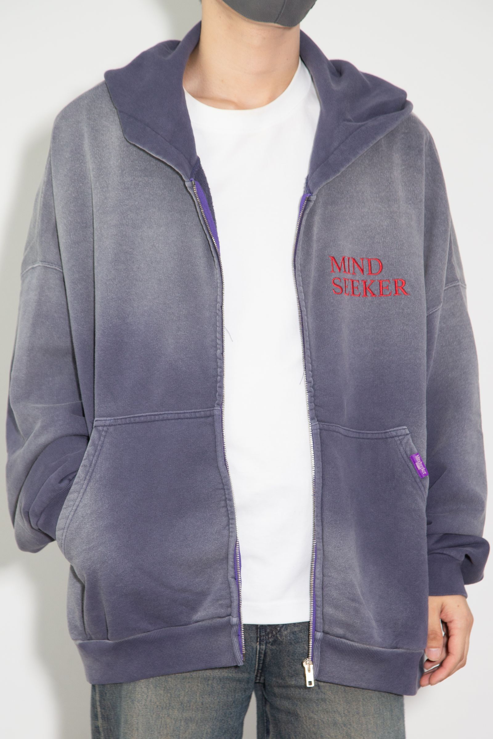 ［ラスト1点 サイズ1］MS Homme Logo Embroidery Zip Up Hoodie / ネイビー