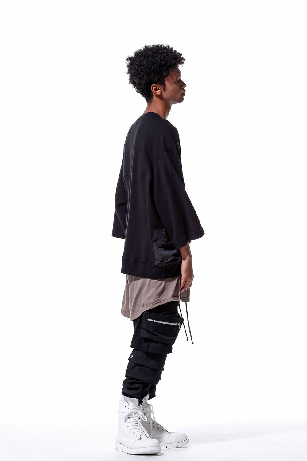 Nylon Combi Sweat Top / ブラック