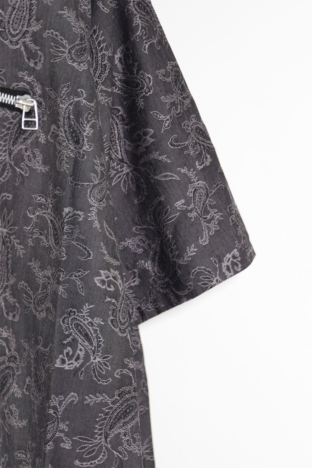 ペイズリー柄ハーフスリーブシャツ / Paisley Front Zip Harf Sleeve Shirts / ダークグレー / ag-9060-1