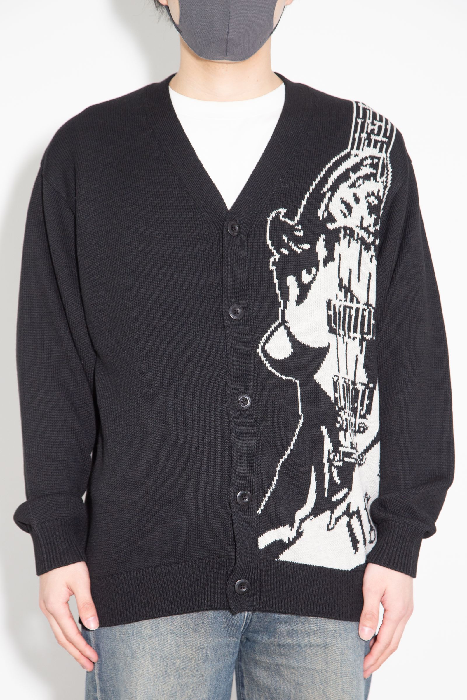 GUITAR GIRL編込 カーディガン / ブラック