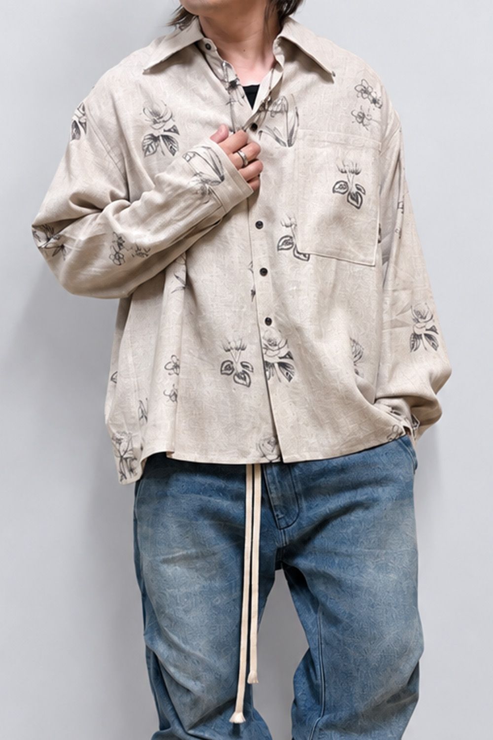 Botanical Print Oversized Shirt / エクリュ