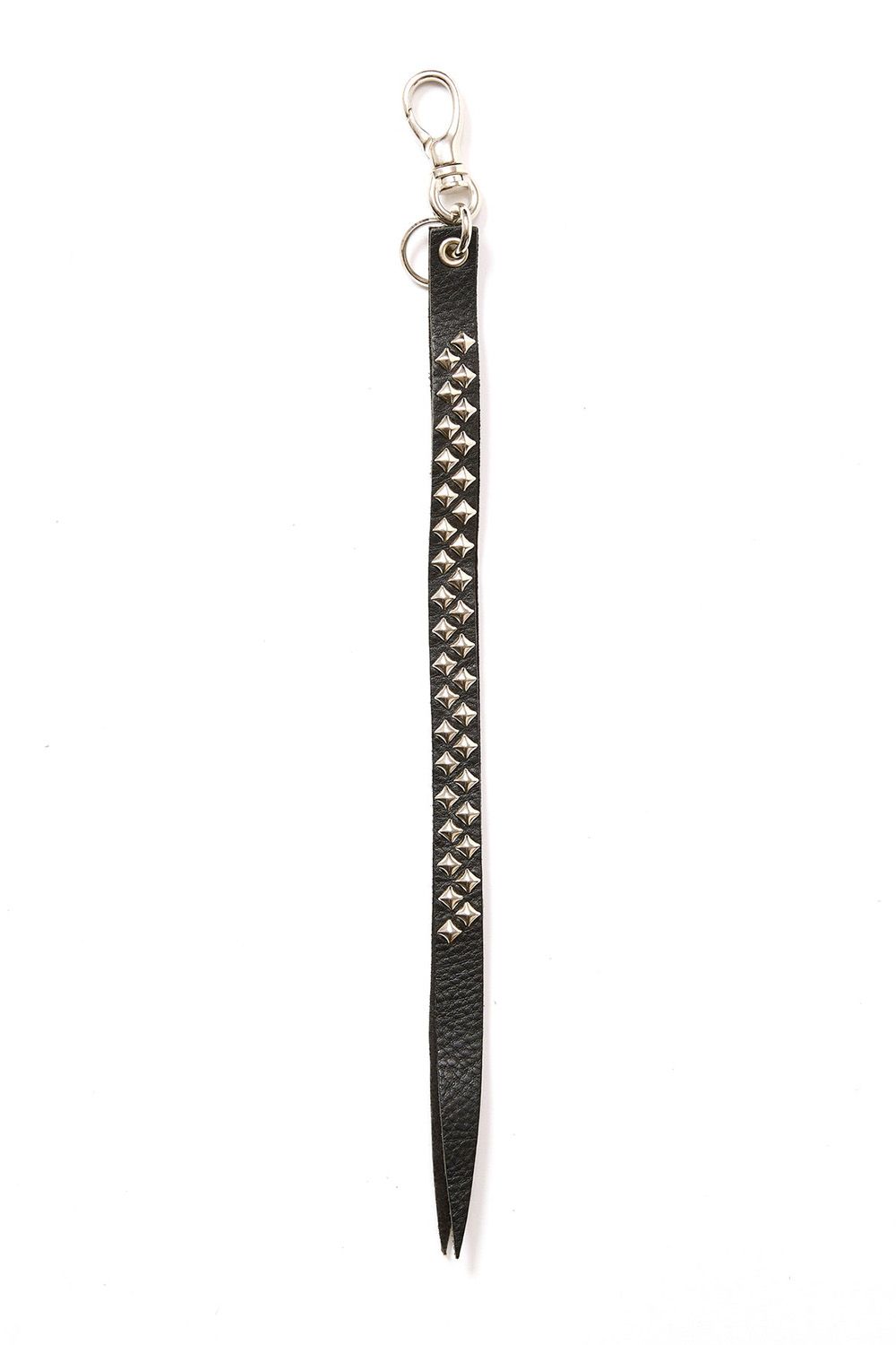 STUDS LEATHER LONG KEY RING / ブラック