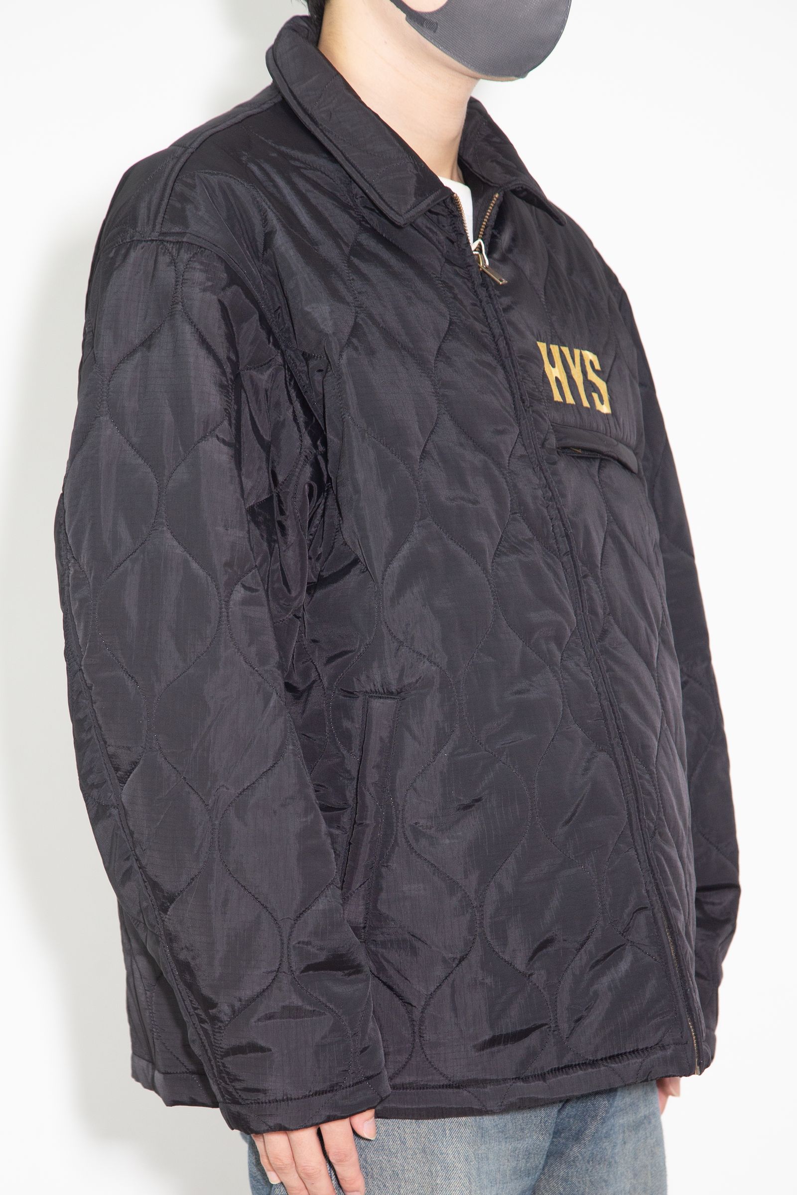 GUITAR GIRL MICHIGAN刺繍 キルティングジャケット / ブラック