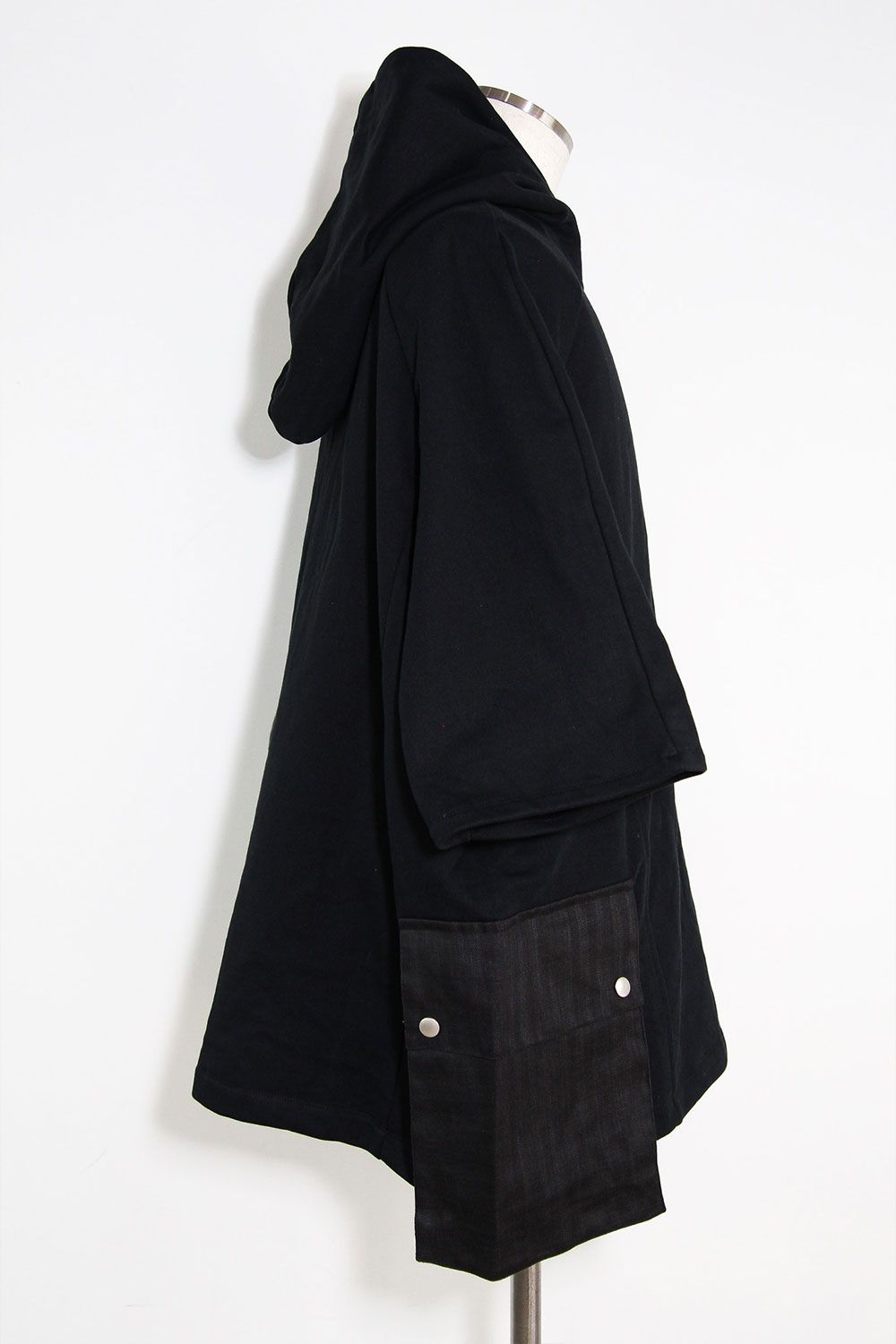 リネンコンビスウェットフーディー / Linen Combi Sweat Top / ブラック / ag-11034