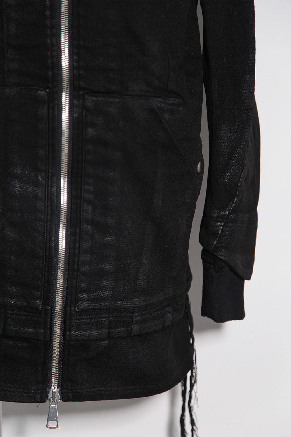 【コーティングあり】デニムフーディージャケット / COATED HOODIE DENIM JKT / ブラック / ag-12040-1