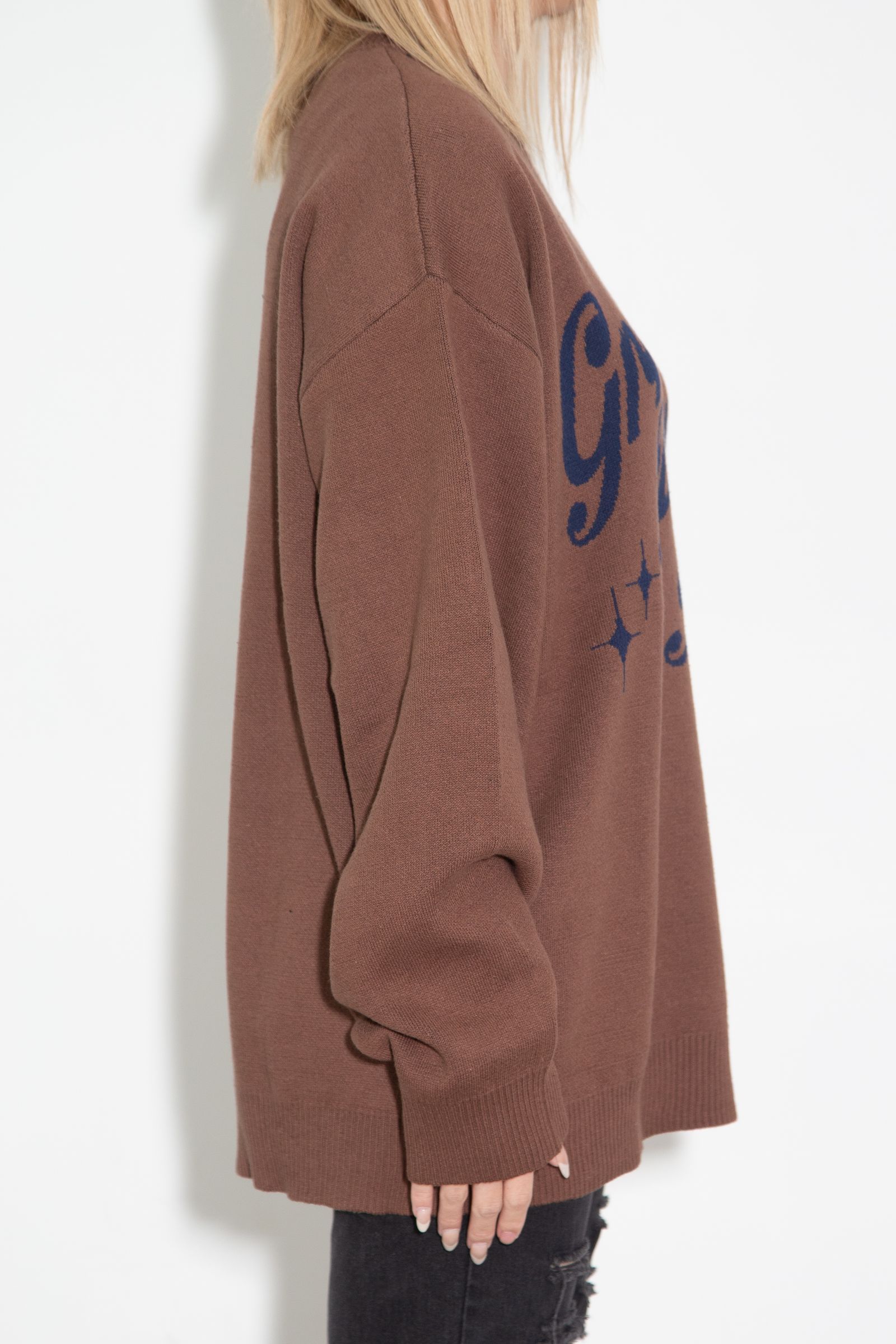 GIRL POWER LOGO JACQUARD KNIT TOP / ブラウン