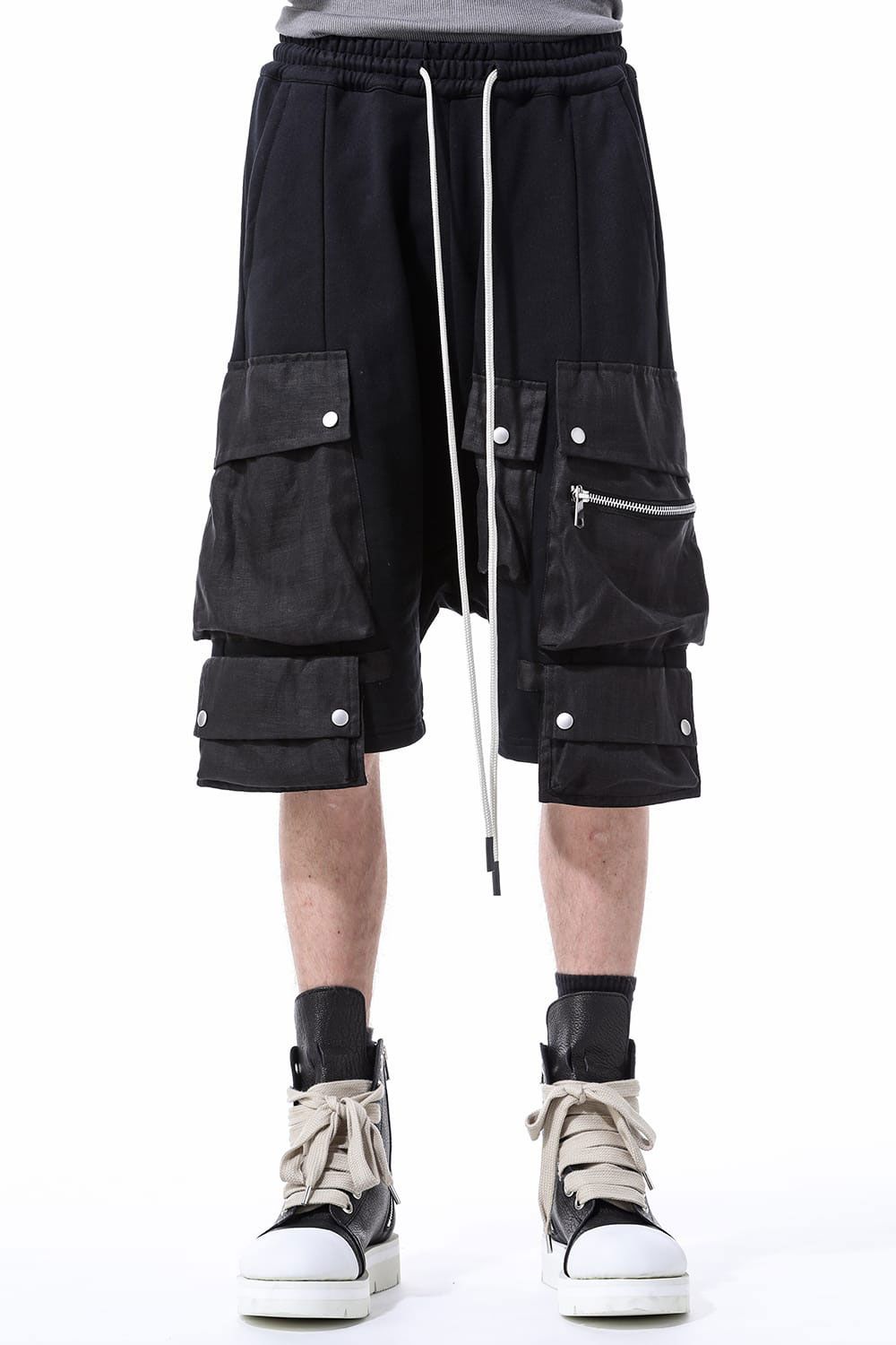 リネンコンビスウェットショーツ / Linen Combi Sweat Shorts / ブラック / ag-11035