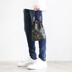 2WAY巾着バッグ / カーキカモ×ブラック