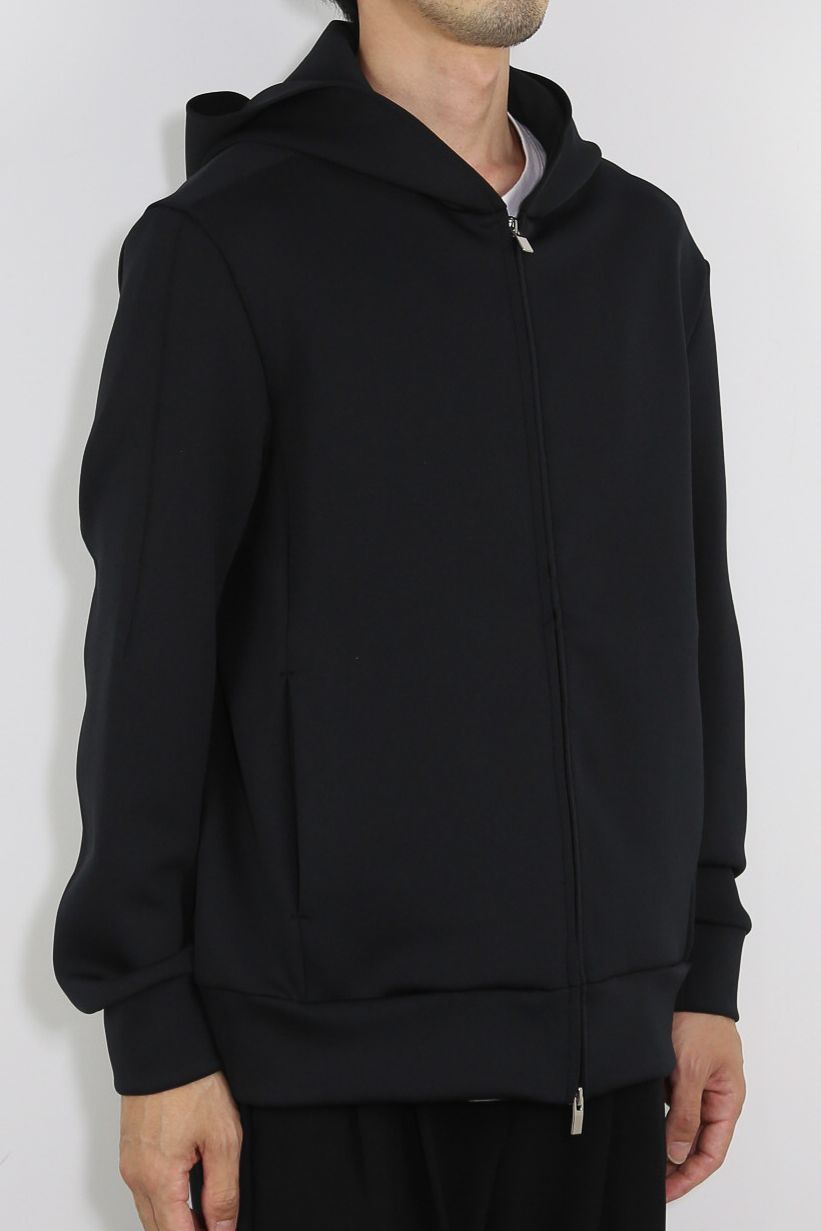 PE STRETCH SMOOTH ZIP UP HOODIE / ブラック
