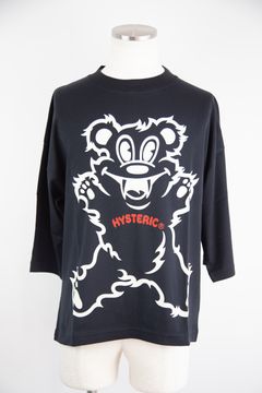 FIRE BEAR オーバーサイズ八分袖Tシャツ / ブラック