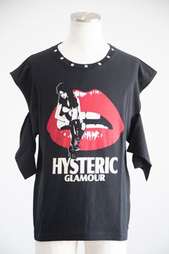 HYSTERIC LIPS GIRL SITTING オーバーサイズTシャツ / ブラック
