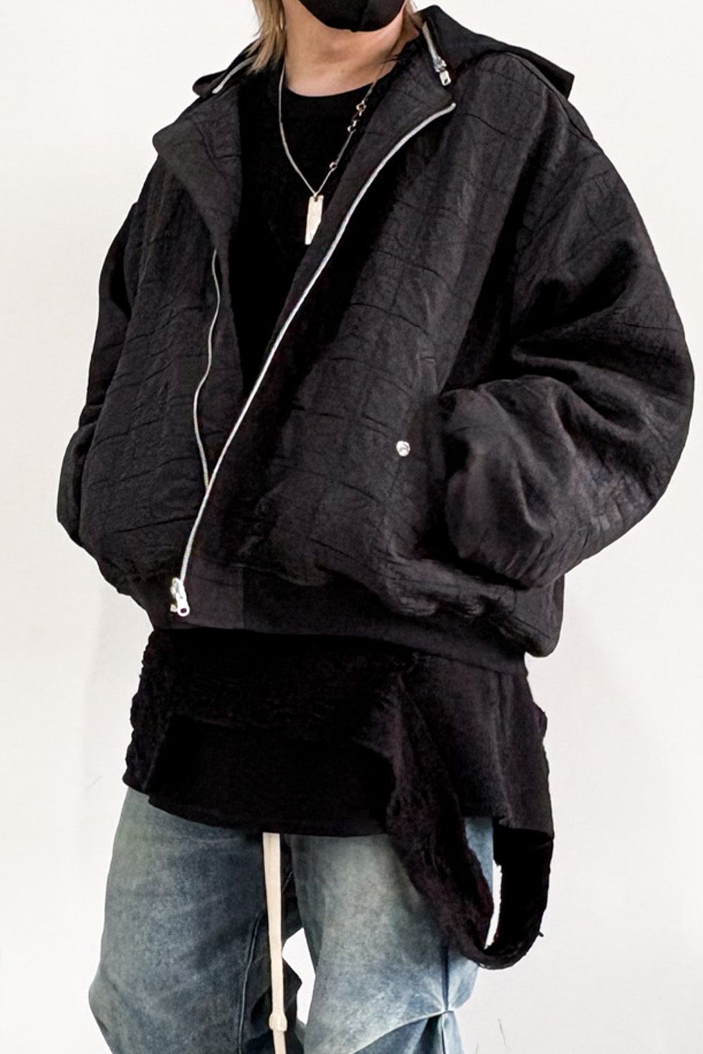 ジャンボMA-1フーディーブルゾン / JUMBO HOODED MA-1 BLOUSON / ブラック