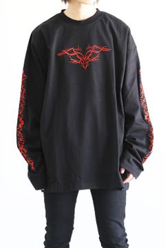 TRIBAL EMBROIDERED LONG SLEEVE / ブラック×レッド