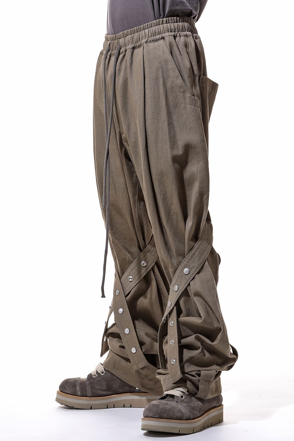 コットンリネンベルトワイドパンツ / Belt Parts Long Pants / ブラック / ag-9094-2