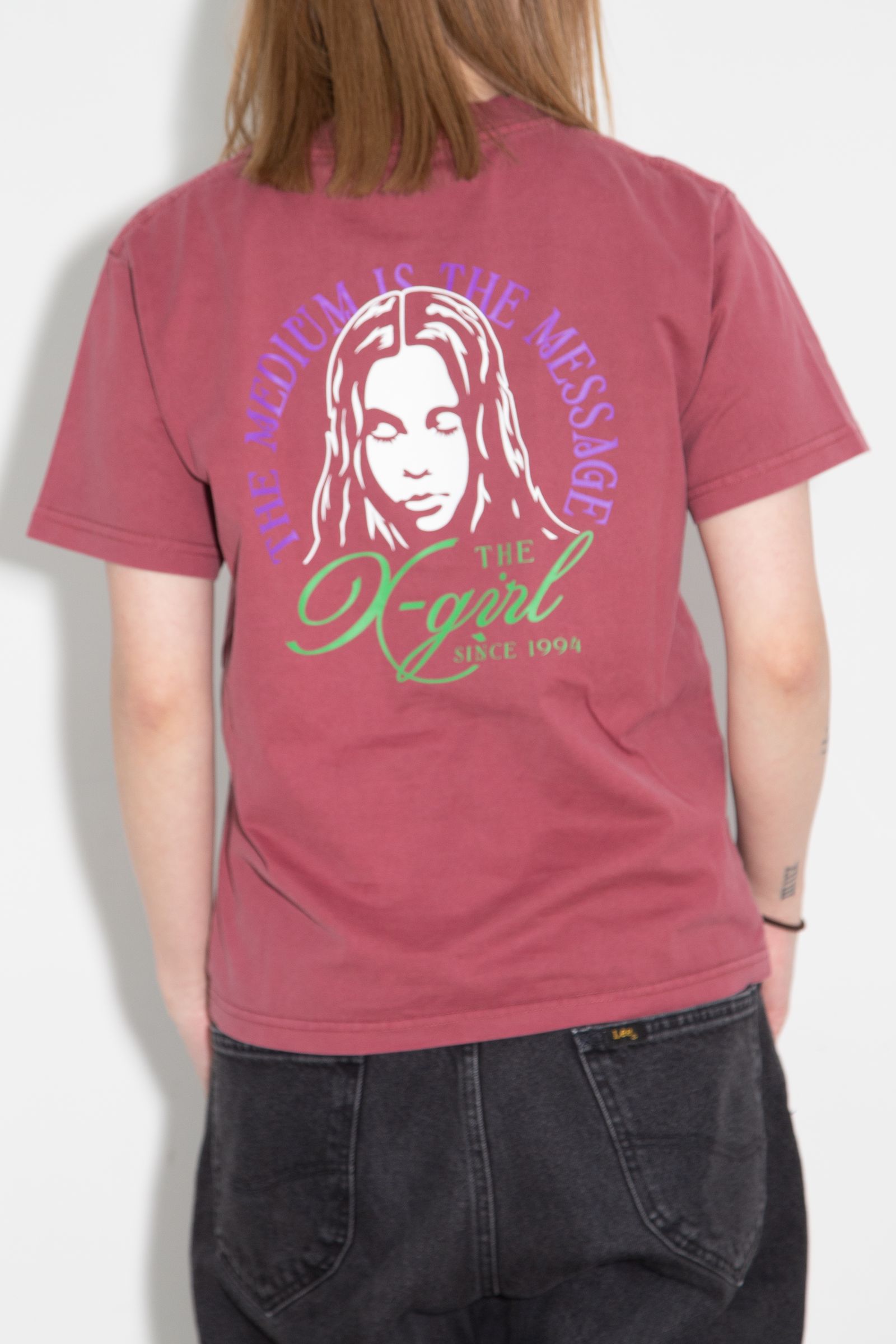 ［ラスト1点 サイズM］FADED TRI-COLOR FACE S/S TEE / バーガンディー
