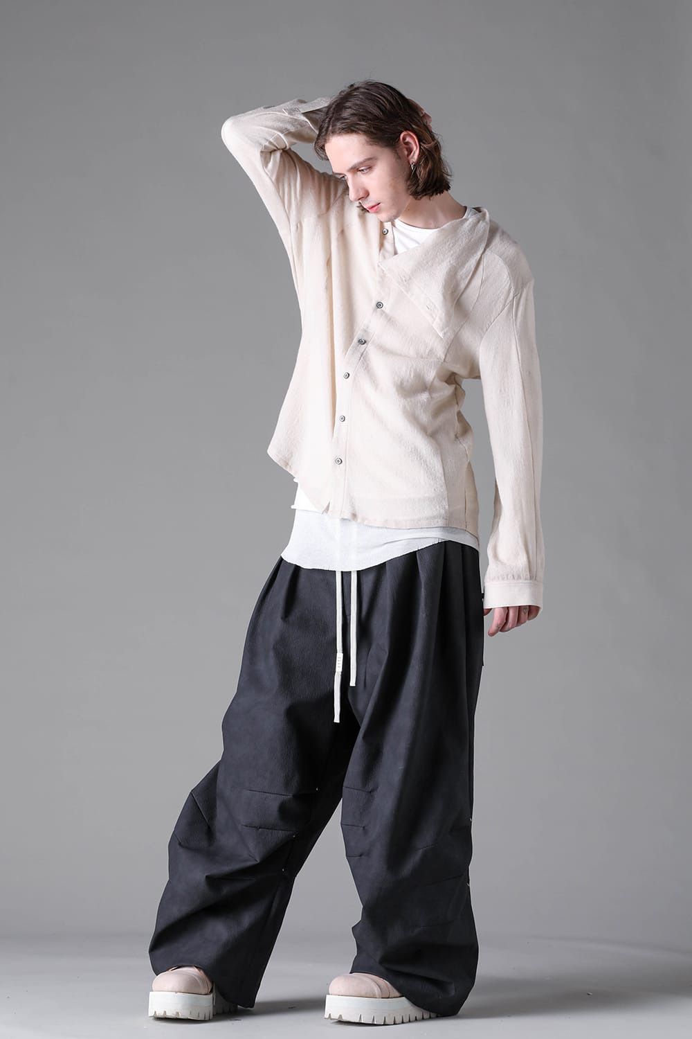 Vegan Leather Tuck Wide Pants