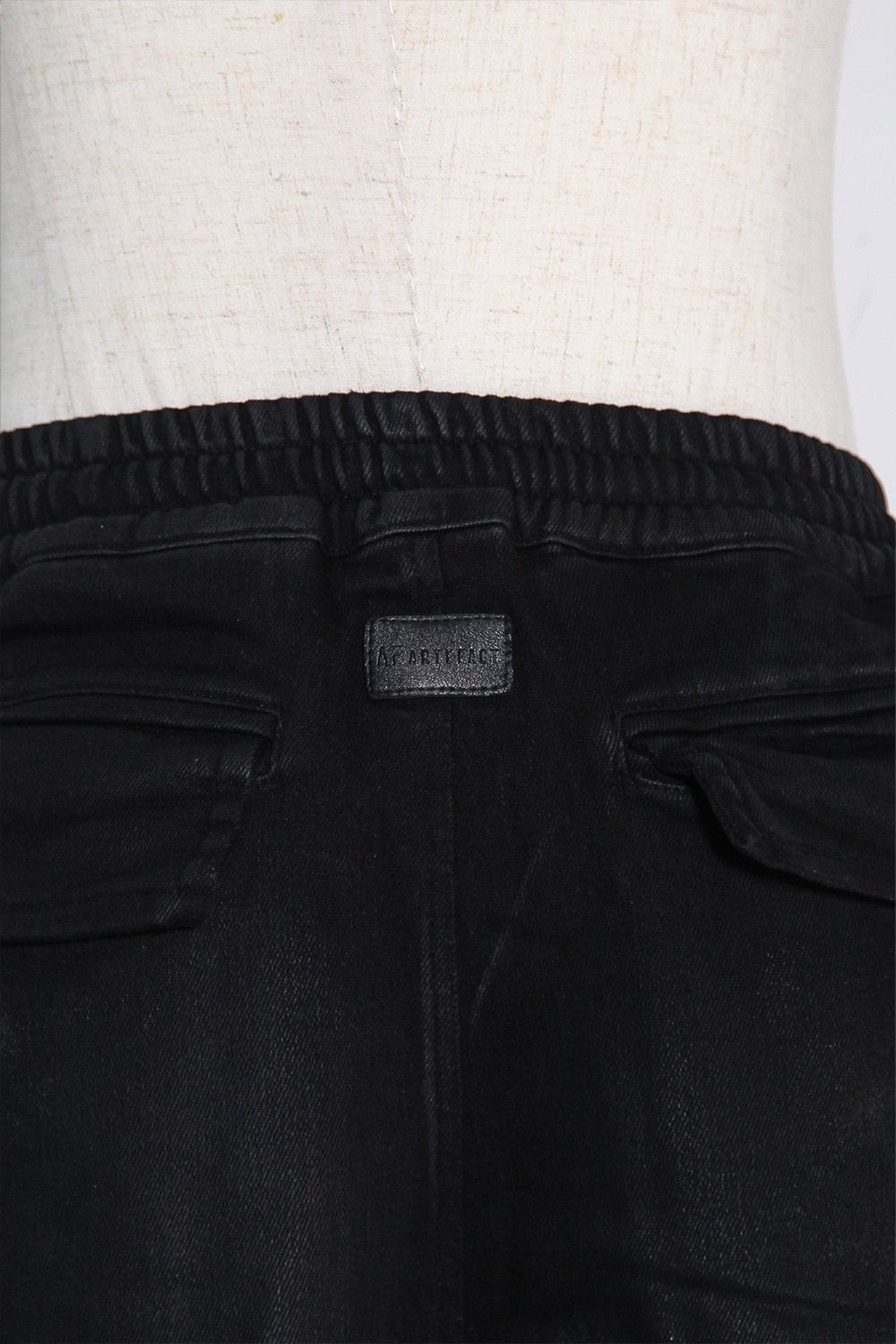 【コーティングあり】ベルトカーゴジョガーデニム / COATED BELT CARGO JOGGER DENIM / ブラック / ag-12064-2