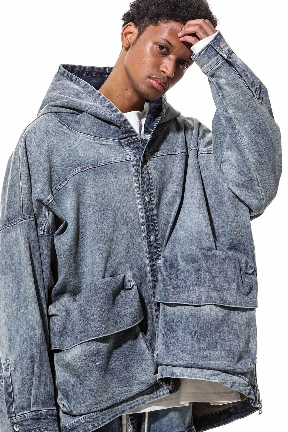 VintageDenim Hoodie Blouson / ブルー