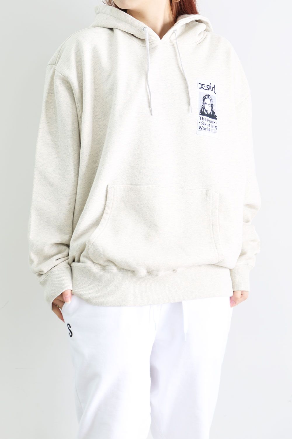 X-girl - FACE PATCH SWEAT HOODIE / アッシュ | Tempt