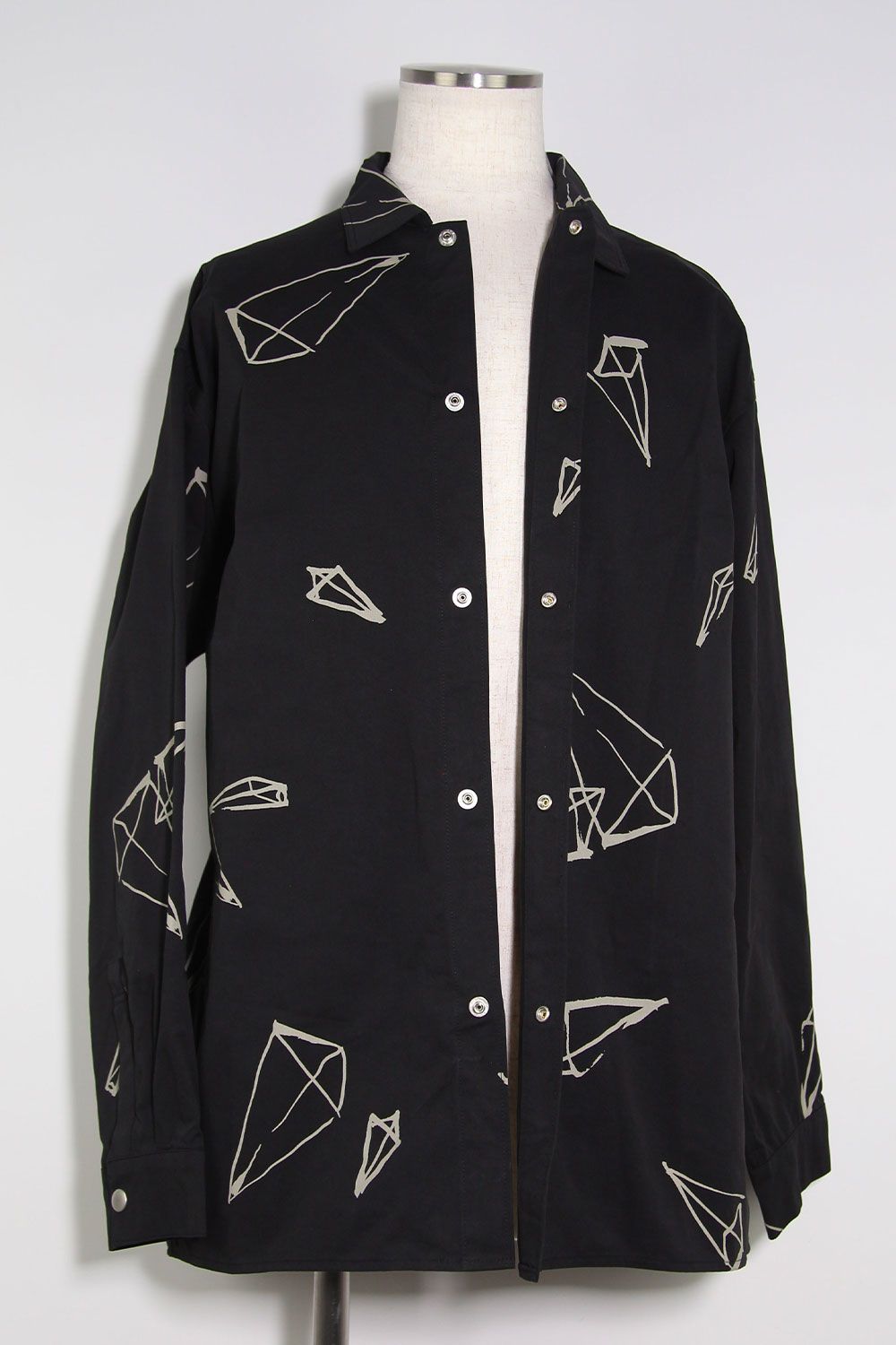 総柄プリントシャツ / Print Long Sleeve Shirts / ブラック / ag-6999