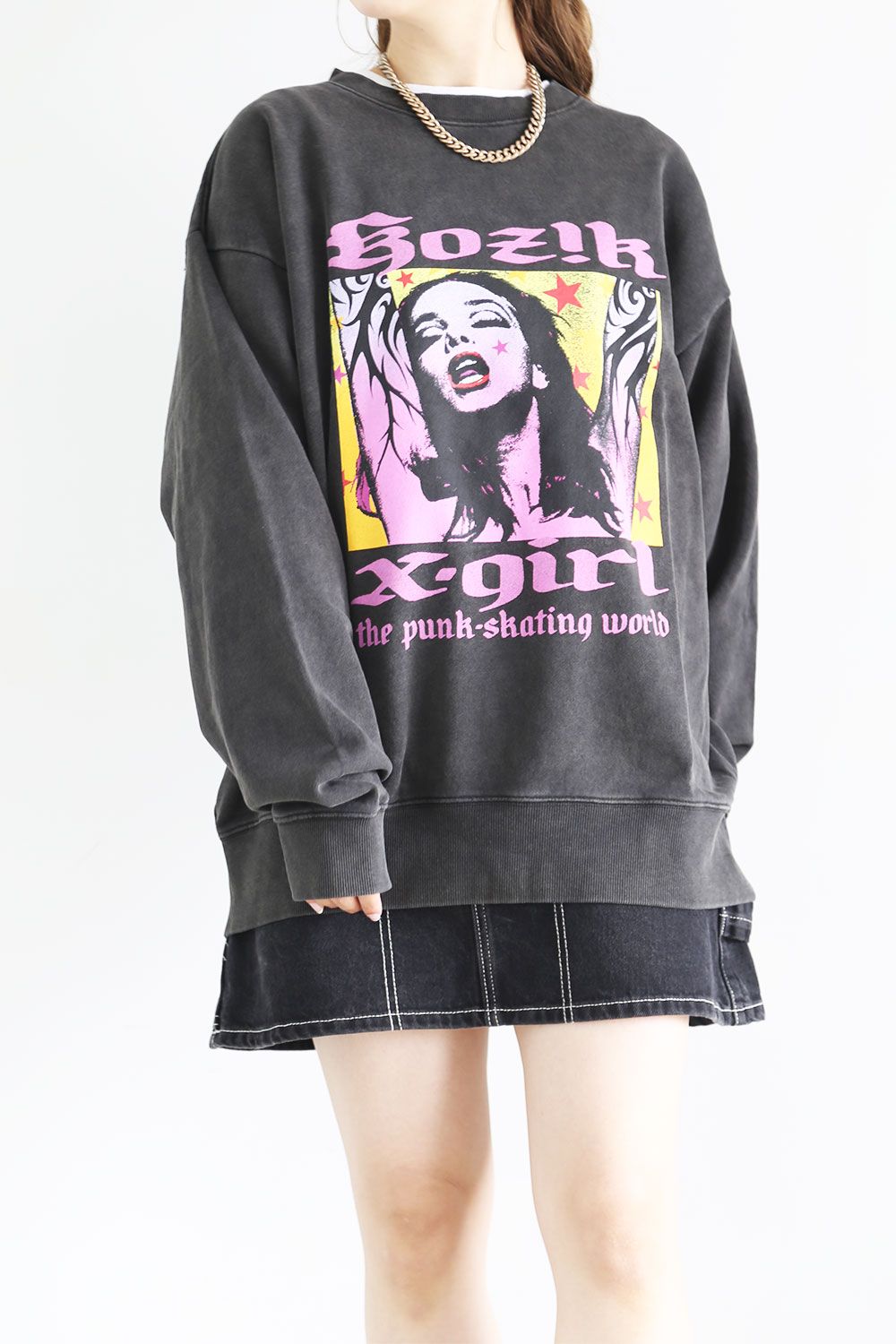 X-girl - X-girl × KOZIK TRIBAL GIRL SWEAT TOP / ブラック | Tempt