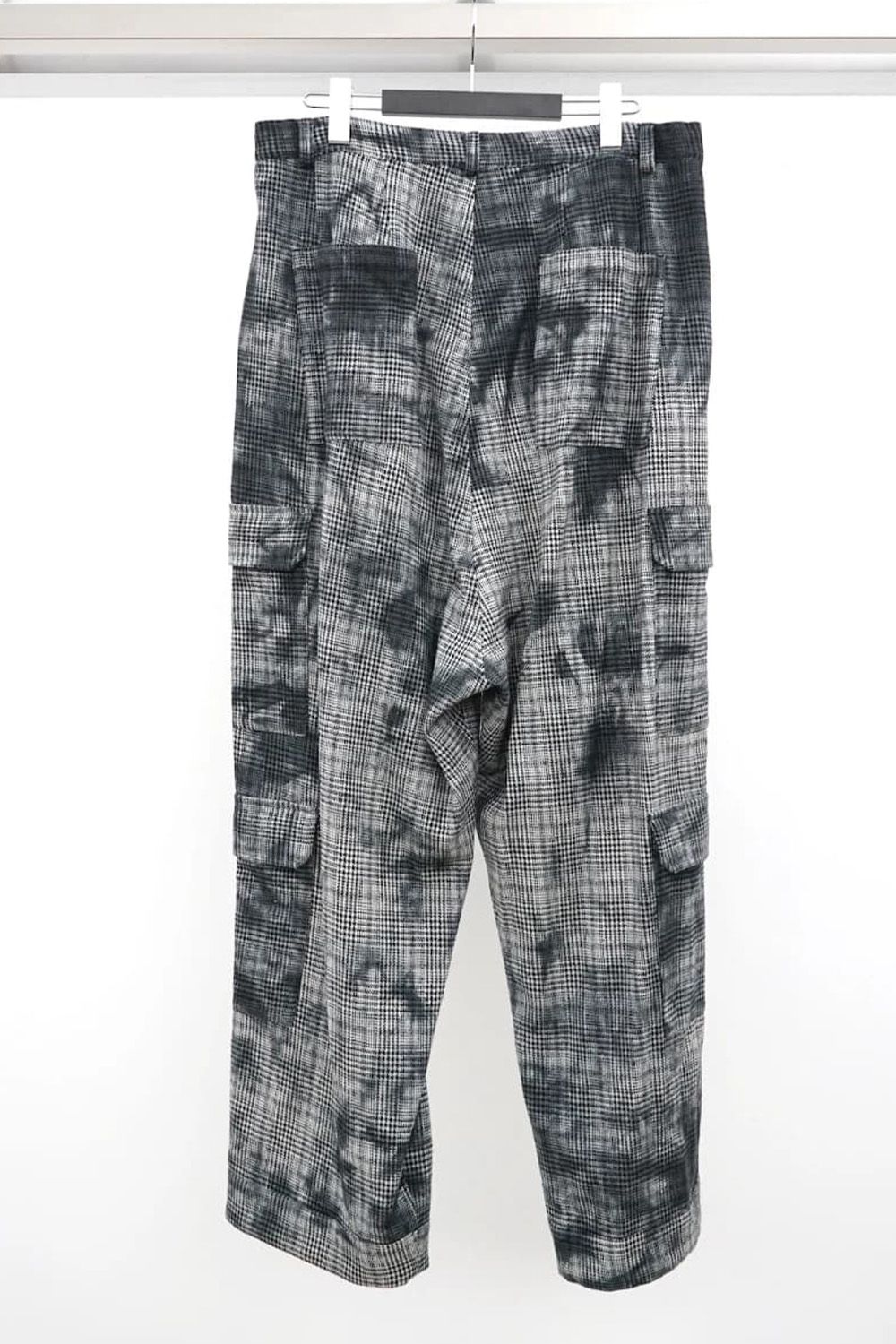 Unevenly Dyed Houndstooth Drop Crotch Pants