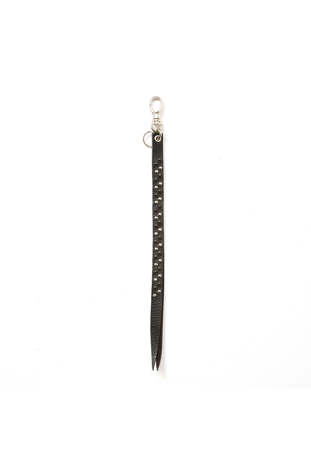 ROUND & PYRAMID STUDS LEATHER LONG KEY RING / ブラック