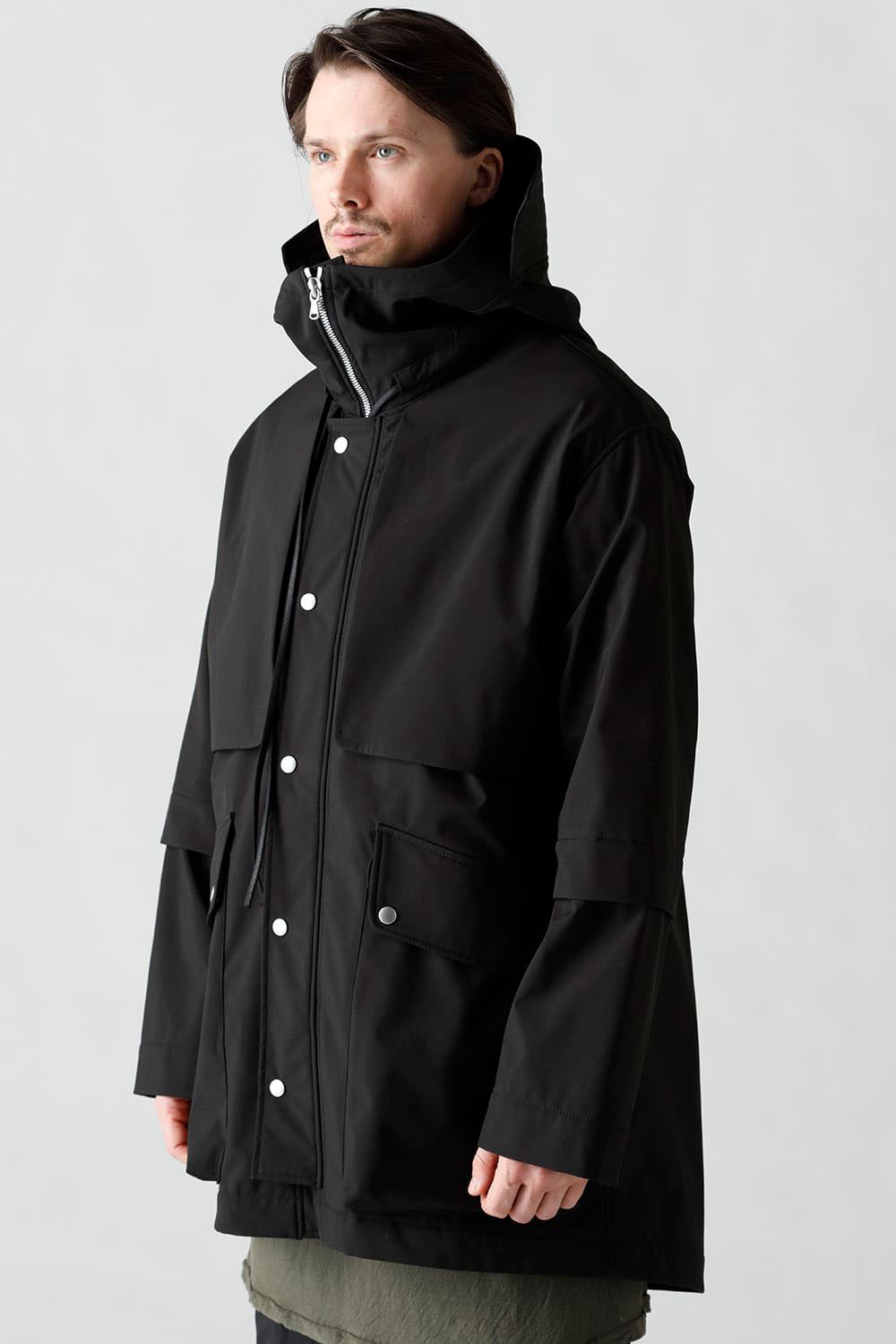 Nylon×Fleece Bonding hoodie Blouson / ブラック