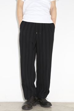STRIPE LENO CLOTH EASY TROUSERS / ブラック