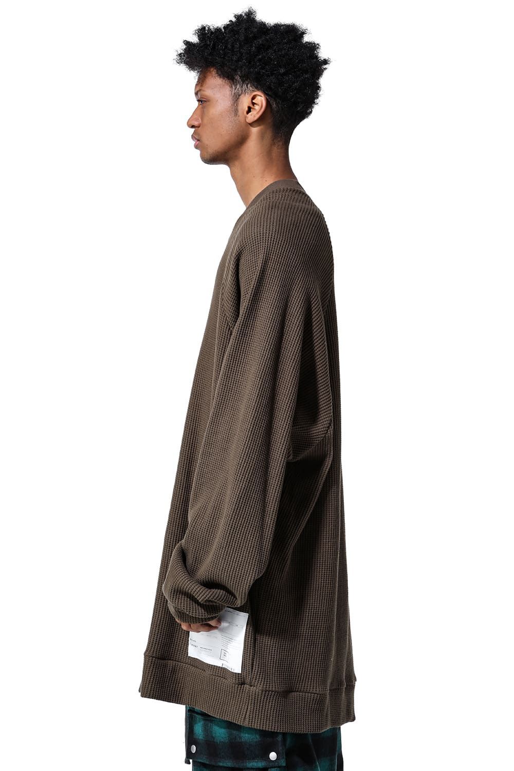 Waffle Dolman Long Pullover / ブラック