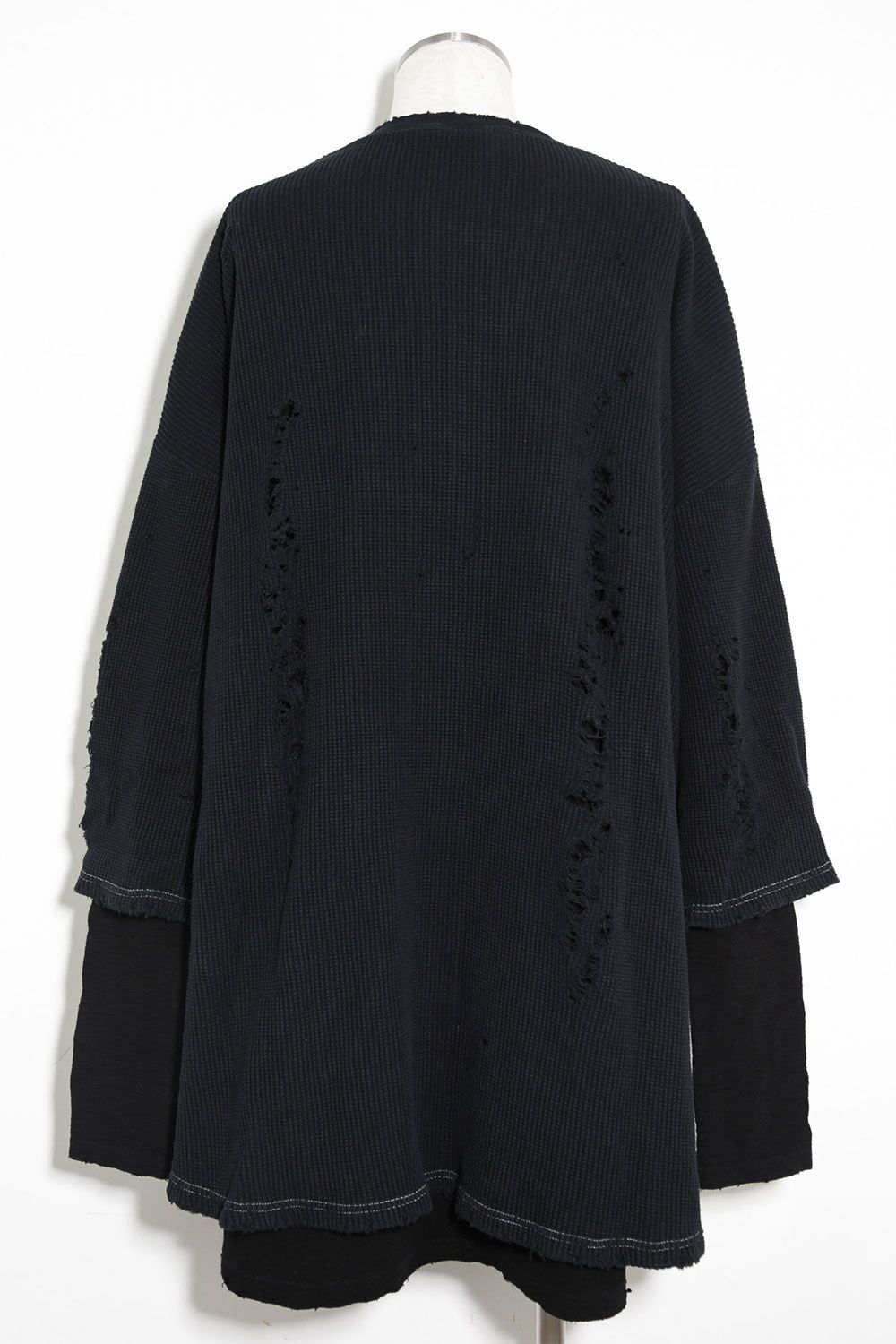 ダメージレイヤードオーバーサイズトップス / Damage Layered Pullover / ブラック / ag-8086