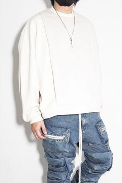 ニットコーデュロイ×フリーストップ / Knit Corduroy Combi Fleece Top / アイボリー / ag-10086