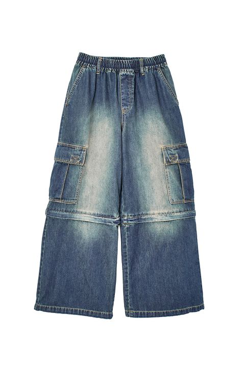 FADED 2WAY WIDE LEG DENIM CARGO PANTS / インディゴ