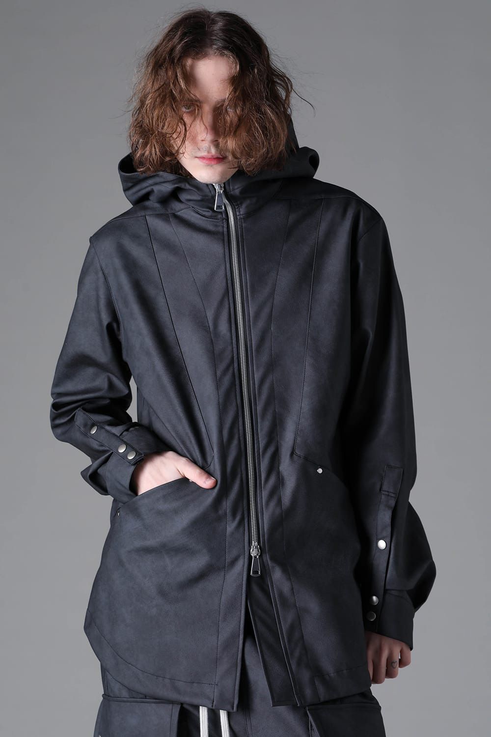 Vegan Leather Hoodie Blouson