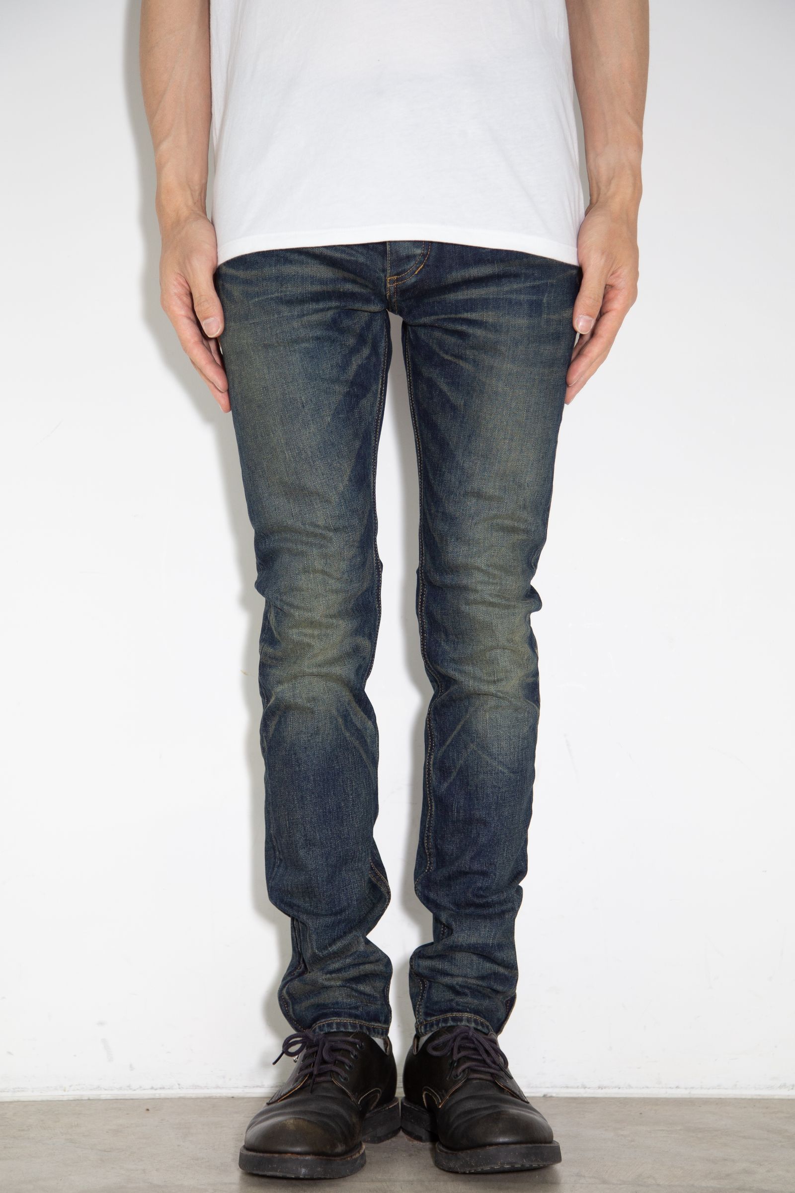 THE DENIM STRETCH SELVEDGE DENIM SEMI-SARROUEL PANTS 